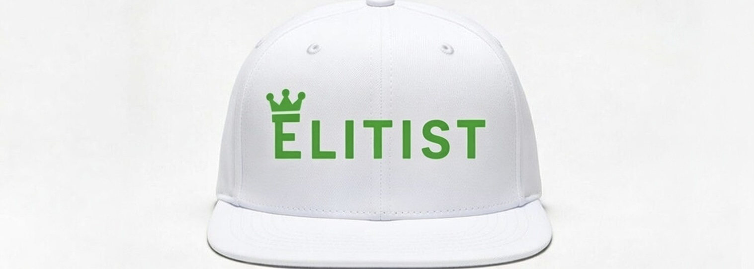 Elitist Crown Cap - Pure White Green Logo