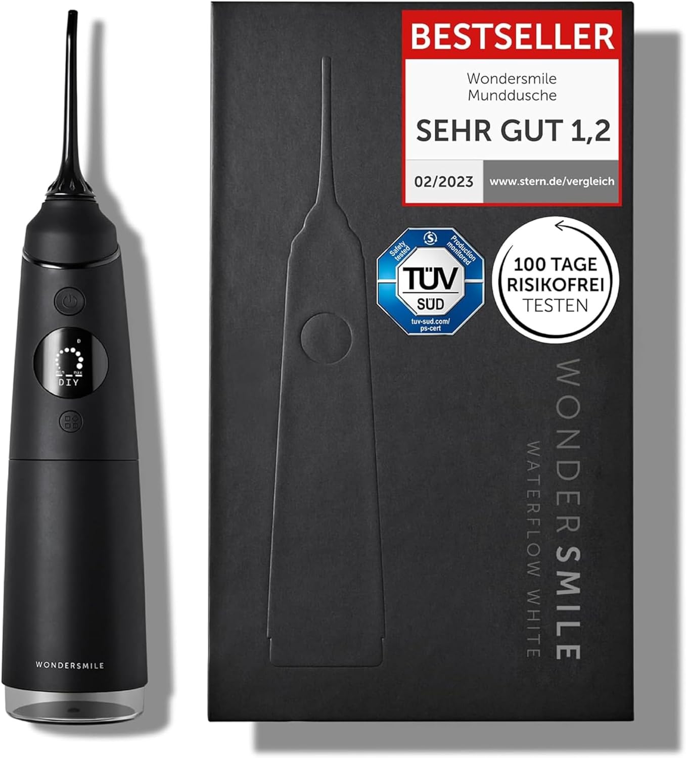 Wondersmile Munddusche Testsieger mit TÜV Siegel und Note Sehr Gut 1,2