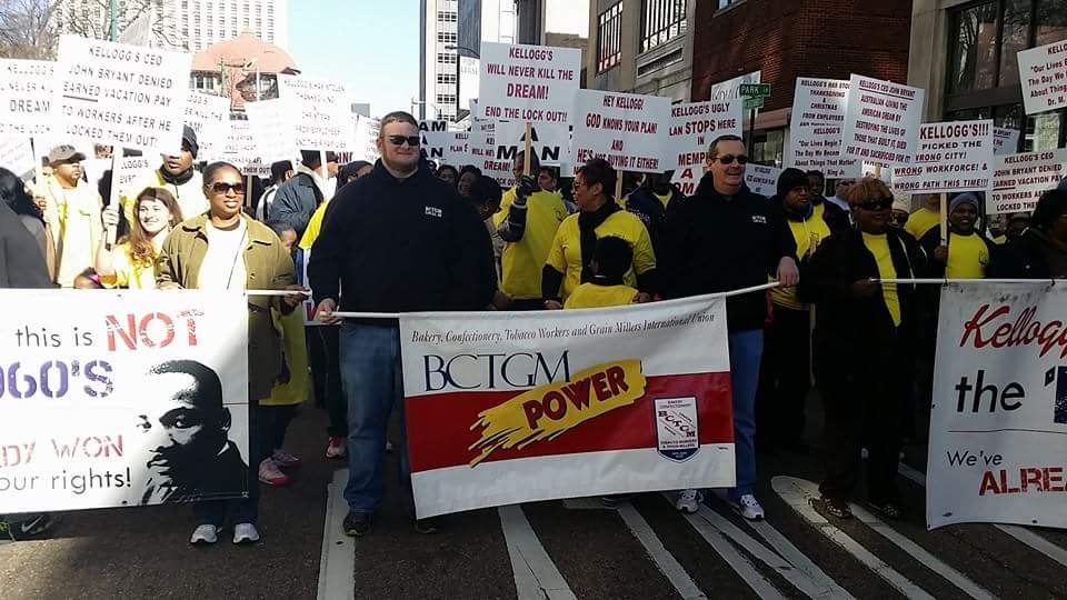 2014 Kellogg's BCTGM Local 252G lockout — marching in the annual Dr. King parade in Memphis, joined by BCTGM locals from across the United States.