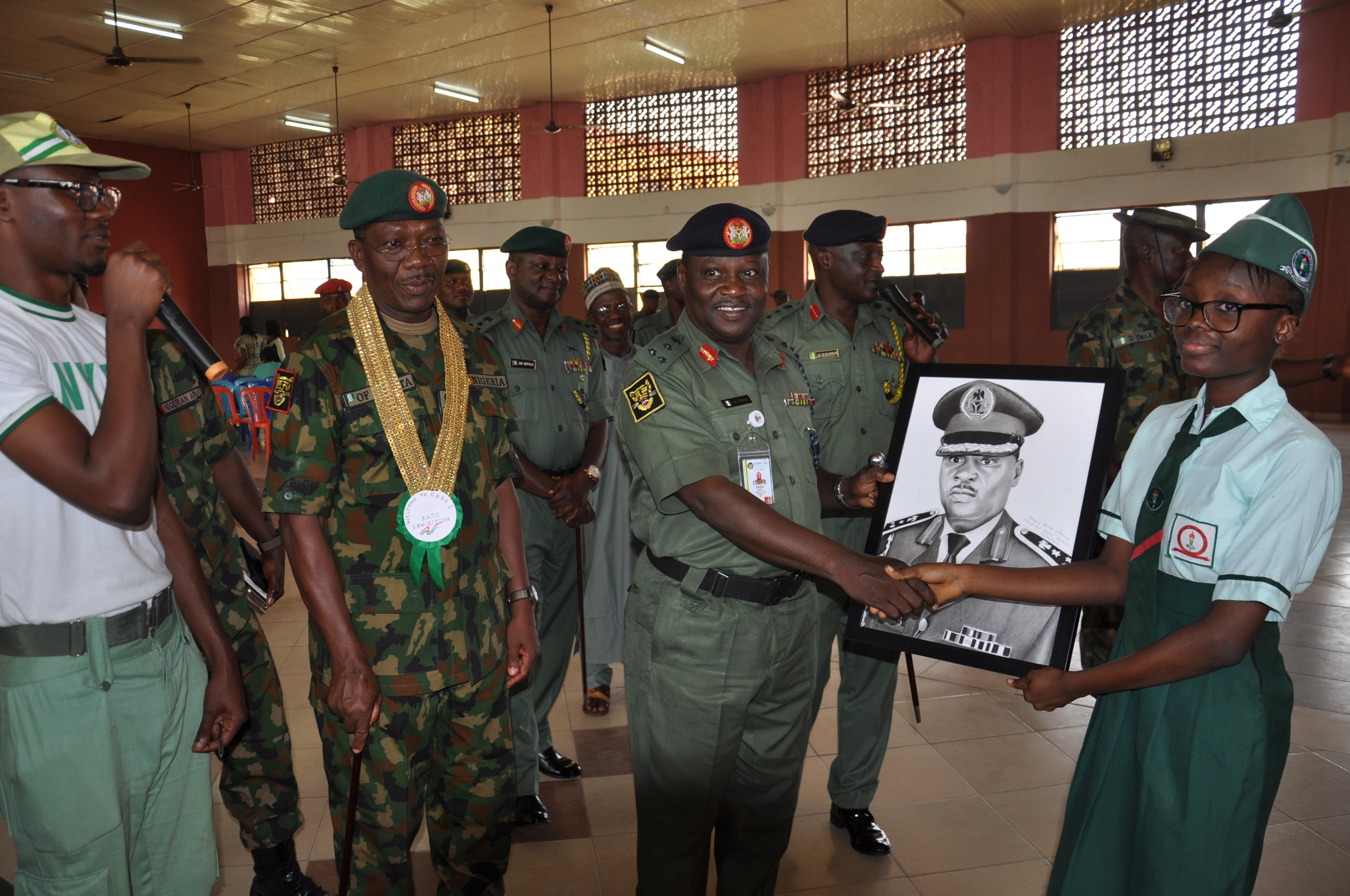 Portrait presentation to military officials