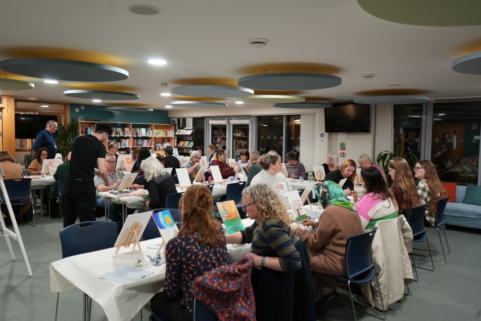 Wide view of painting session