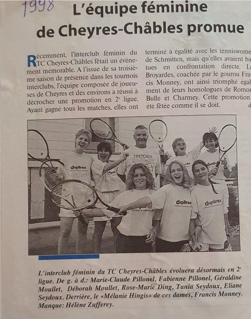Équipe féminine promue 1998