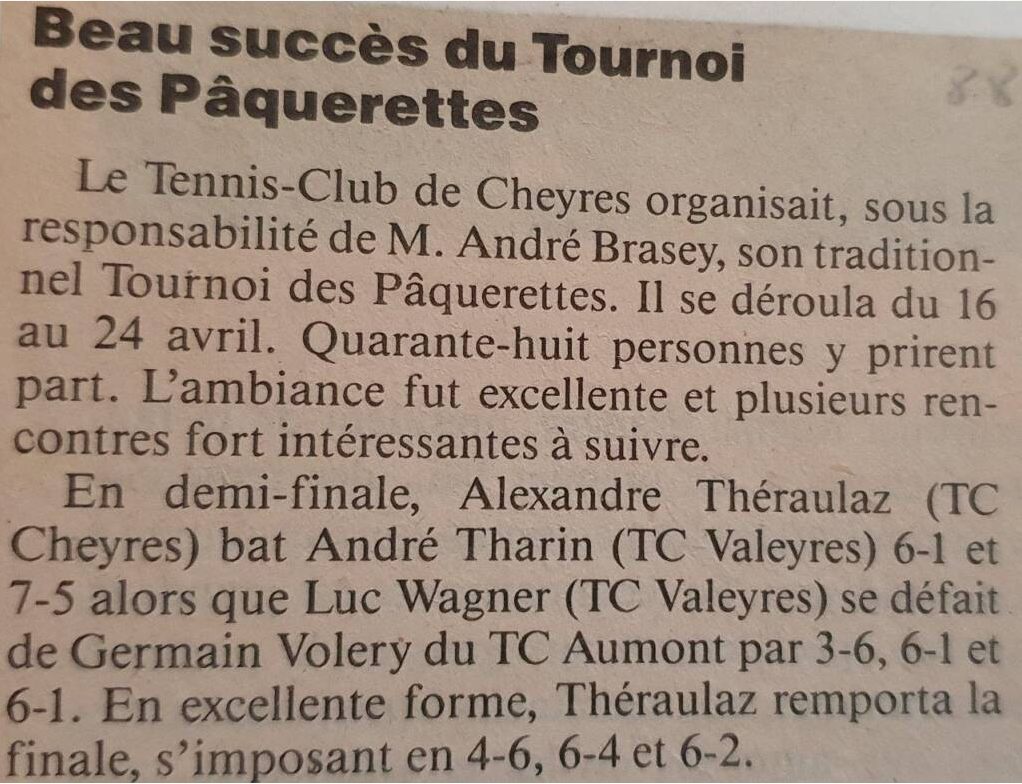 Tournoi des Pâquerettes 1988