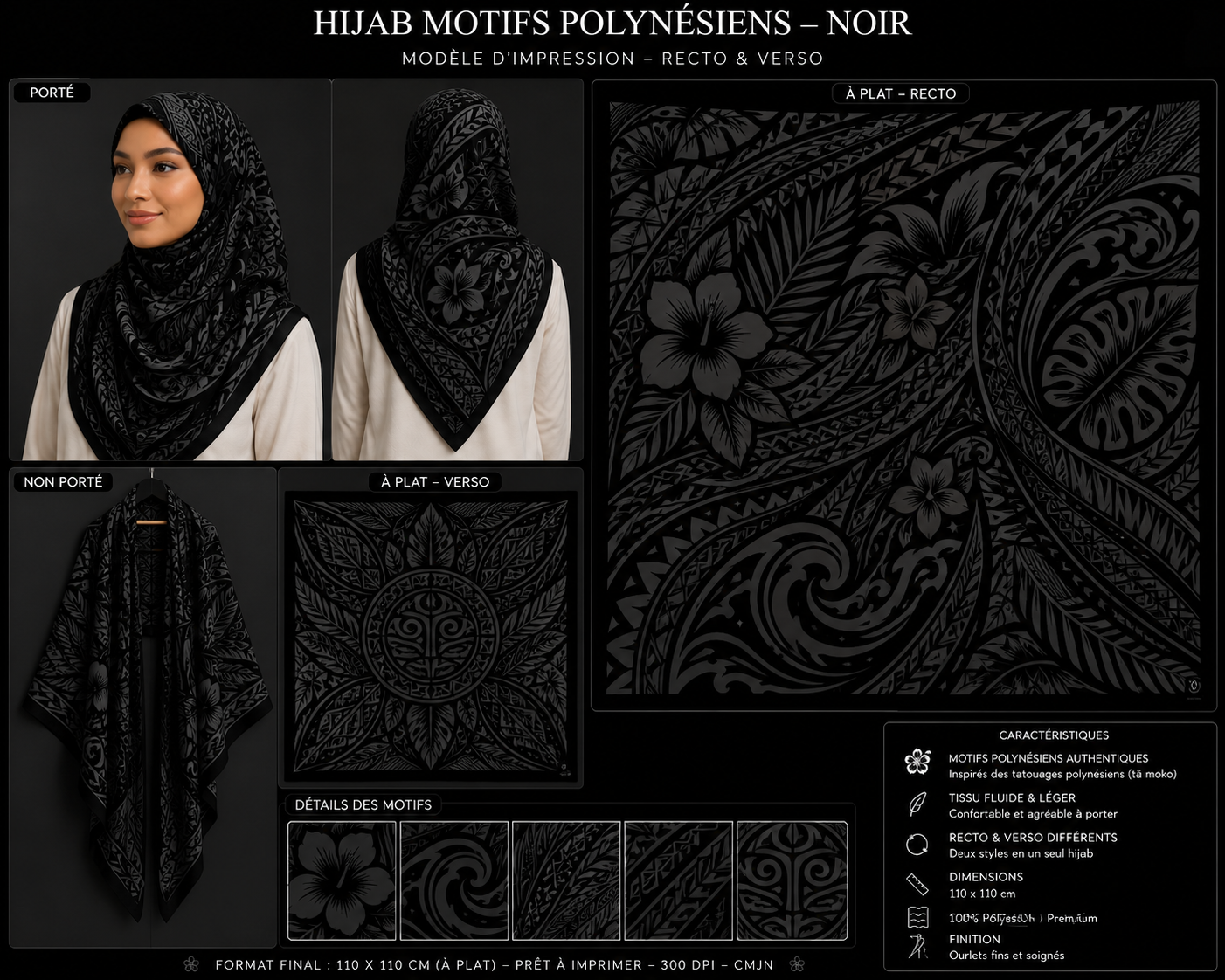 Hijab Nuit Sacrée — Noir