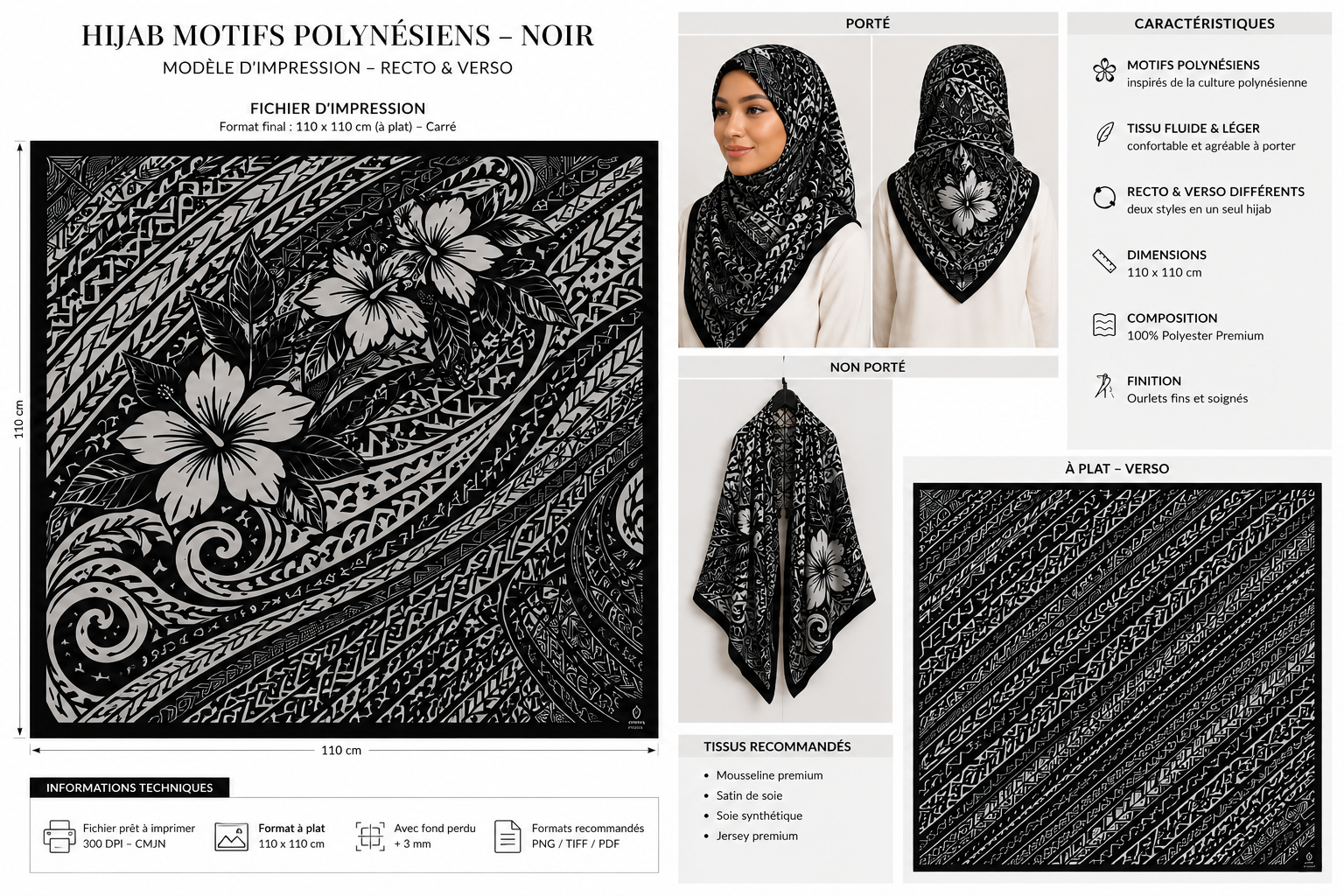 Hijab Tatau — Noir