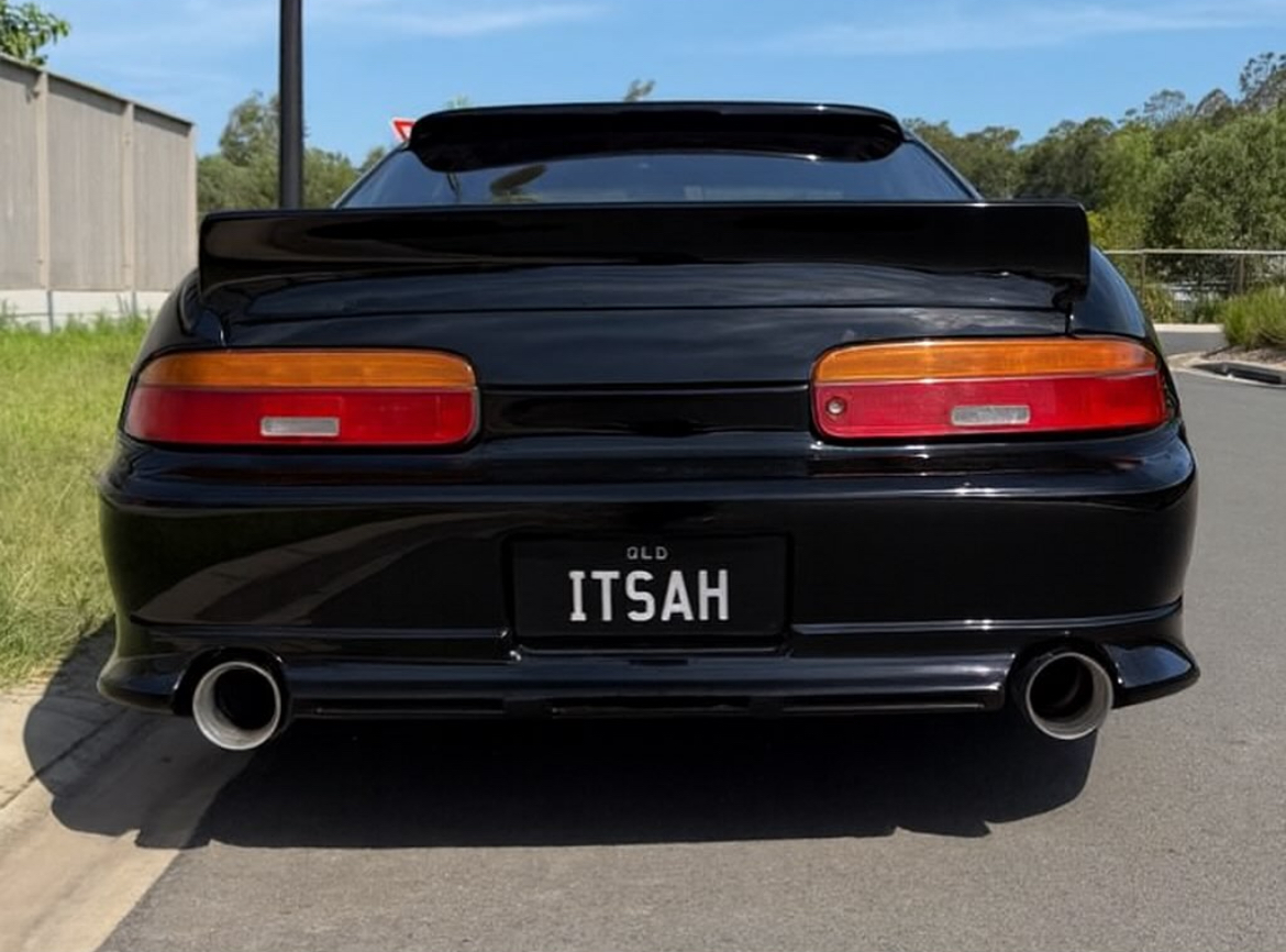 Black Toyota Soarer rear view with ITSAH plates