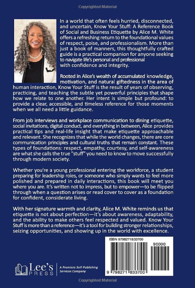 Know Your Stuff back cover with author bio