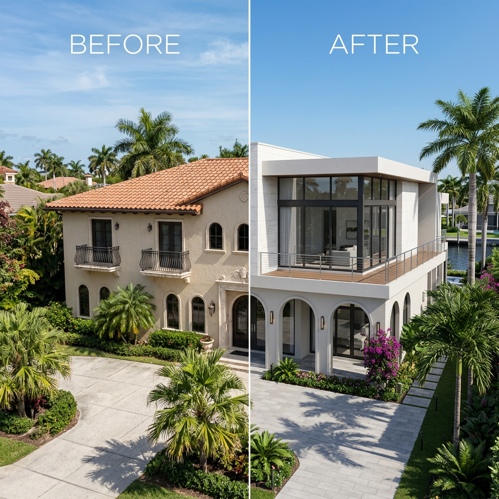 Detached in-law suite ADU addition in Naples FL with private entrance and landscaping by JY Mega FC Construction