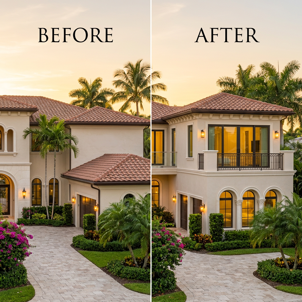 Two-story home addition in Naples FL with hurricane-code construction by JY Mega FC Construction