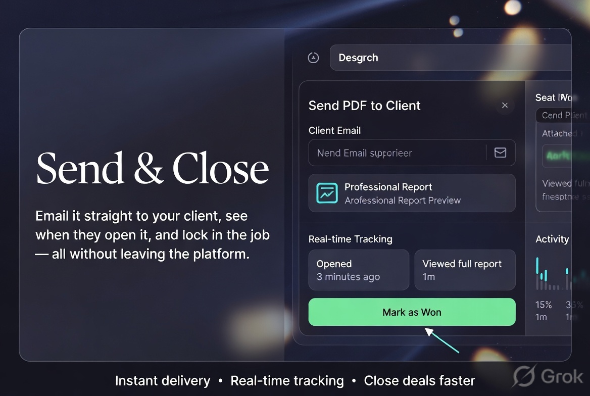 TARC Send and Close — Branded PDF with satellite imagery, BOQ and cutting lists
