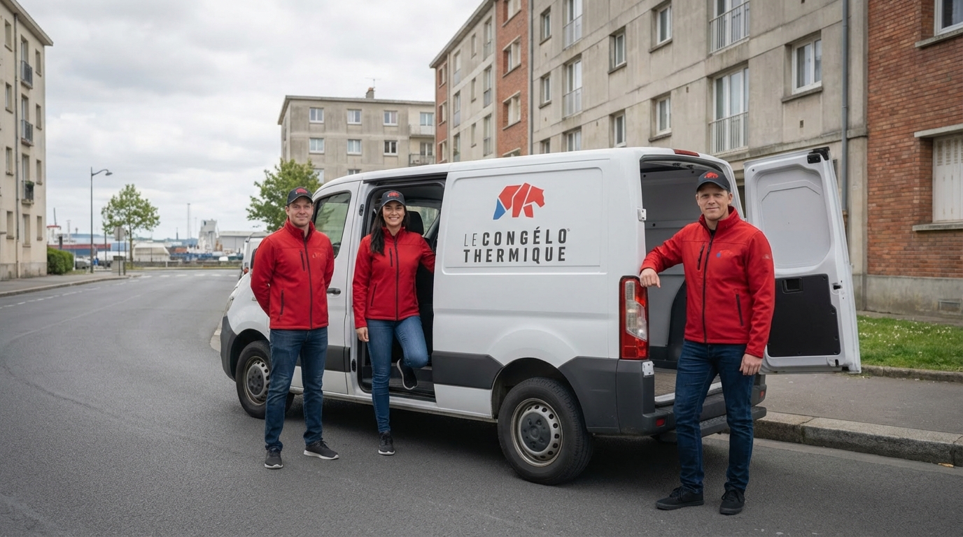 Équipe Expert Punaise 44 devant véhicule d'intervention Le Congélo Thermique à Vertou (44)