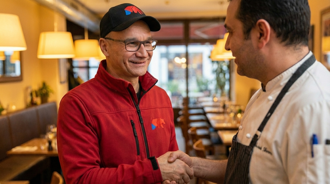 Technicien Expert Punaise 44 poignée de main avec professionnel hôtellerie-restauration Loire-Atlantique