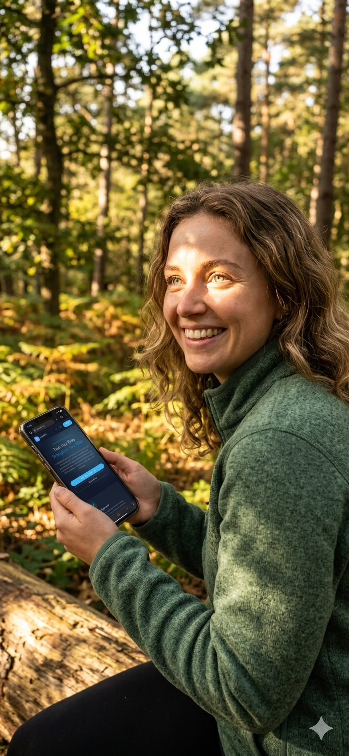 Woman using LumiFit in nature