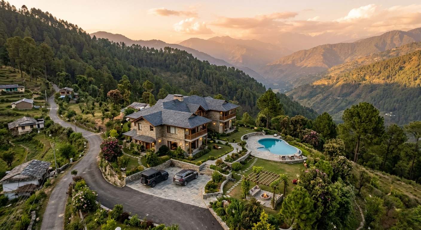 Luxury mountain villa with pool — real estate photography by World Through Lens Estates