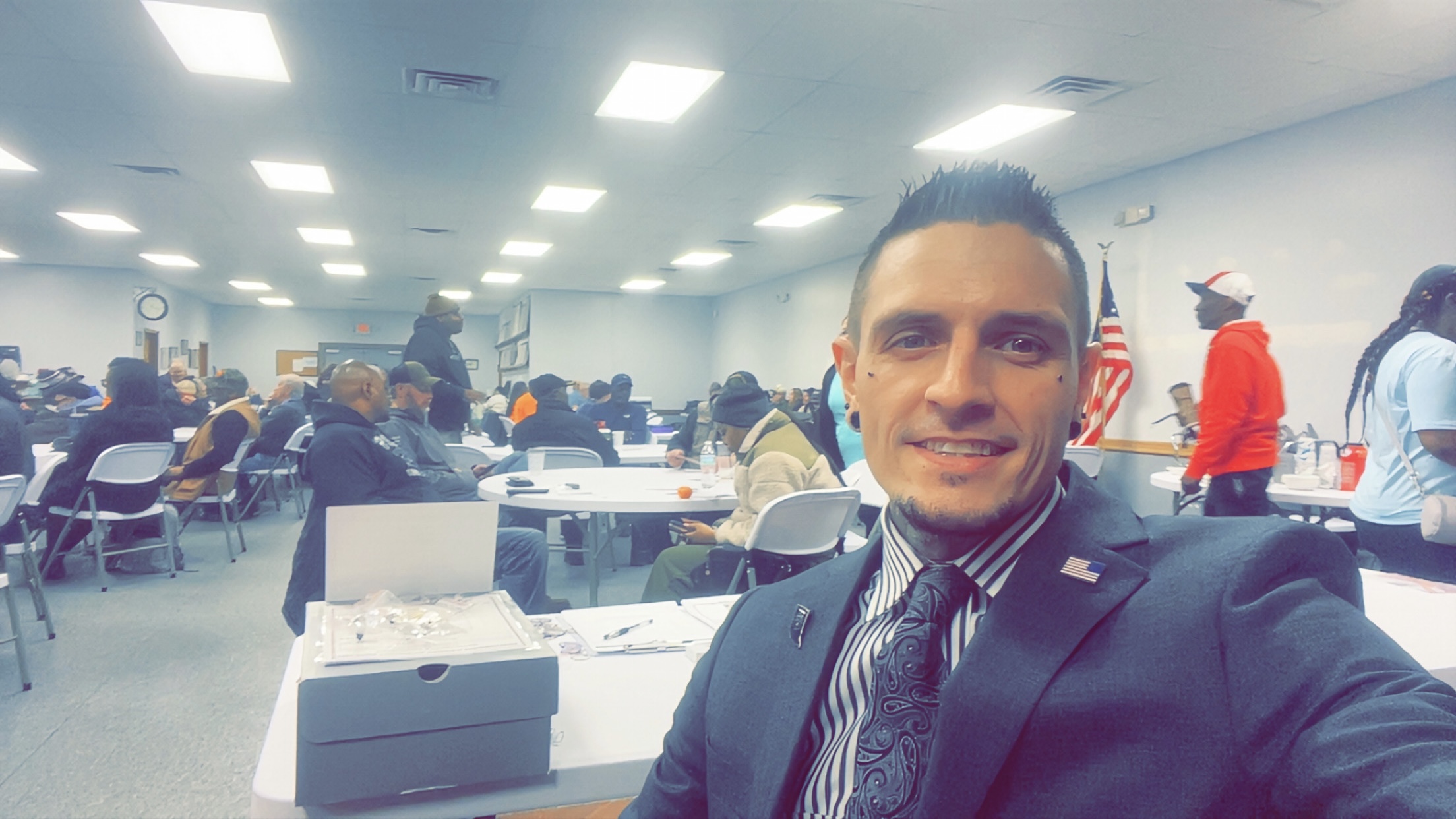 Andrew serving veterans at the DAV Stand Down event