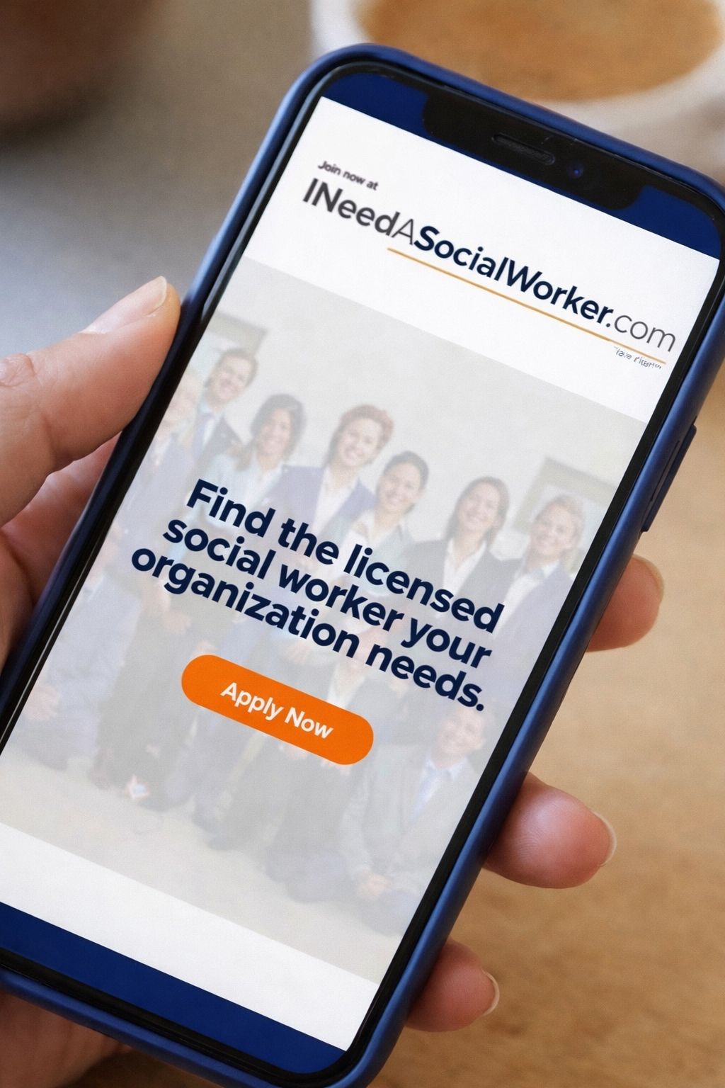 INeedASocialWorker.com on mobile phone