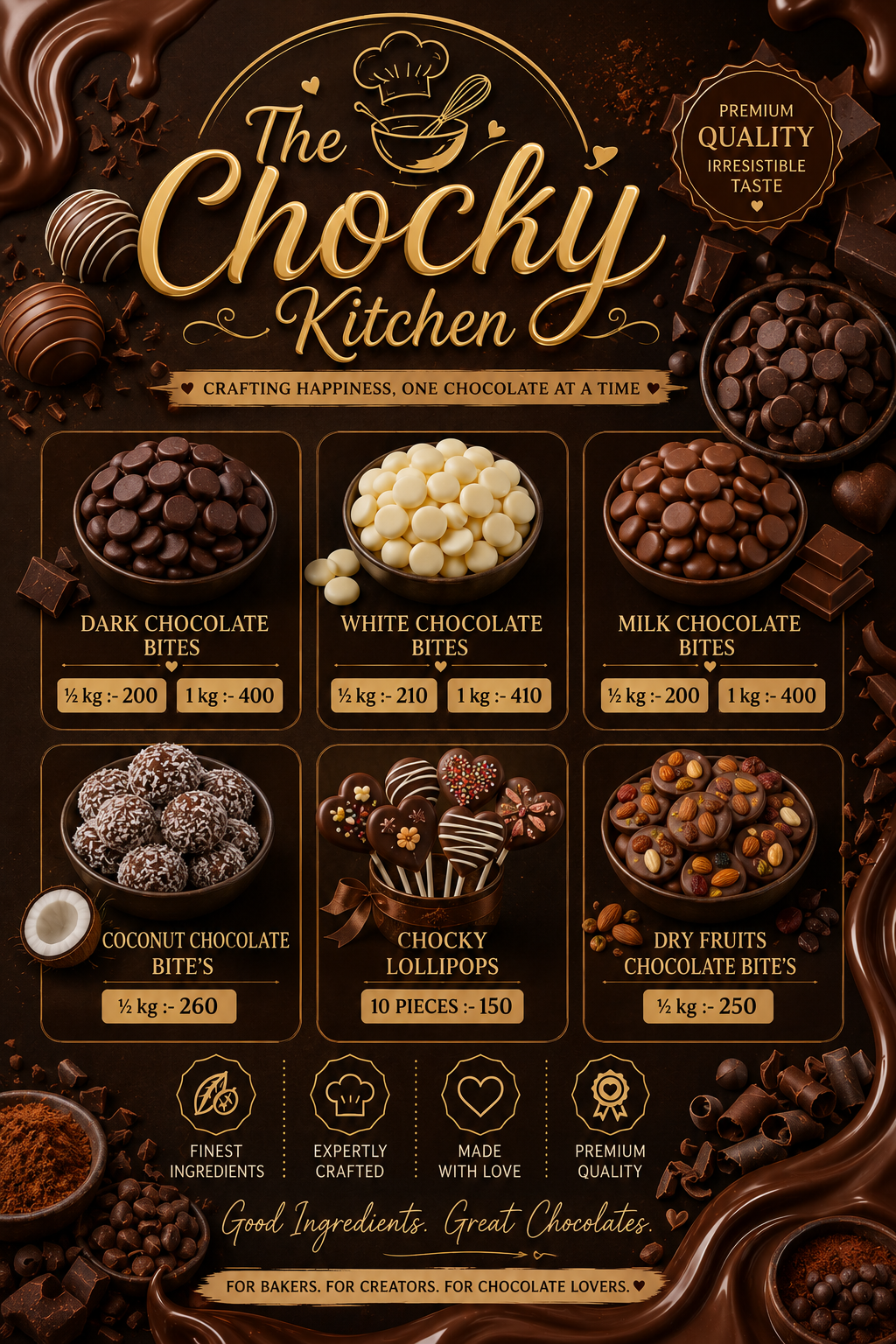 The Chocky Kitchen menu