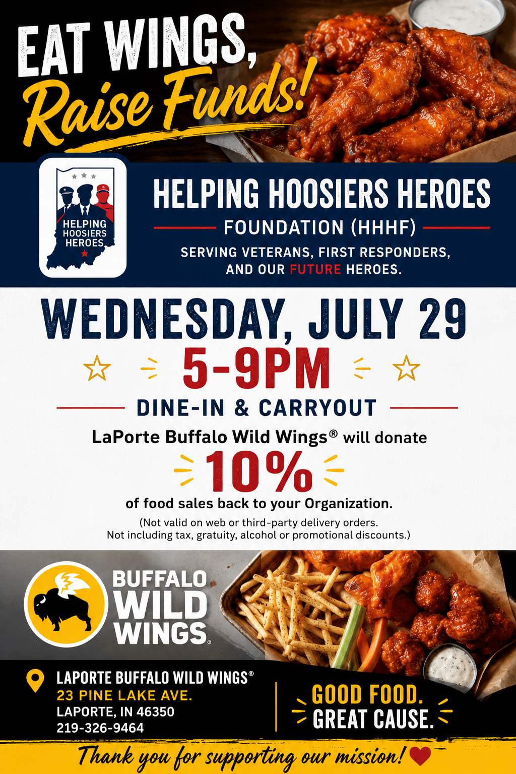 Buffalo Wild Wings Give Back Night flyer