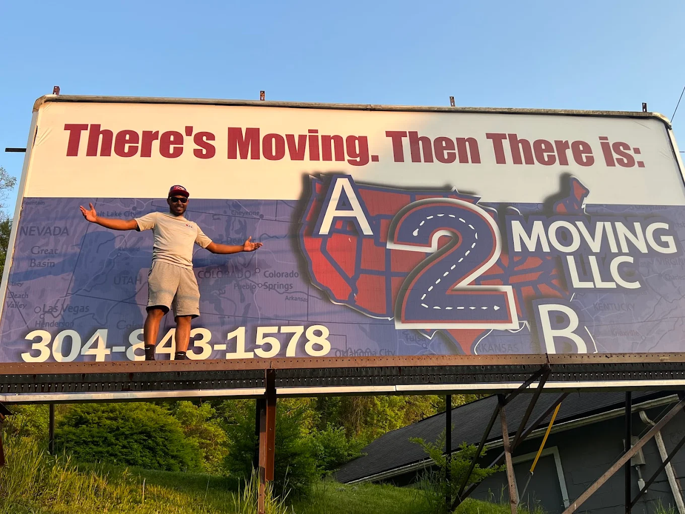 A2B Moving LLC billboard in Wheeling, WV
