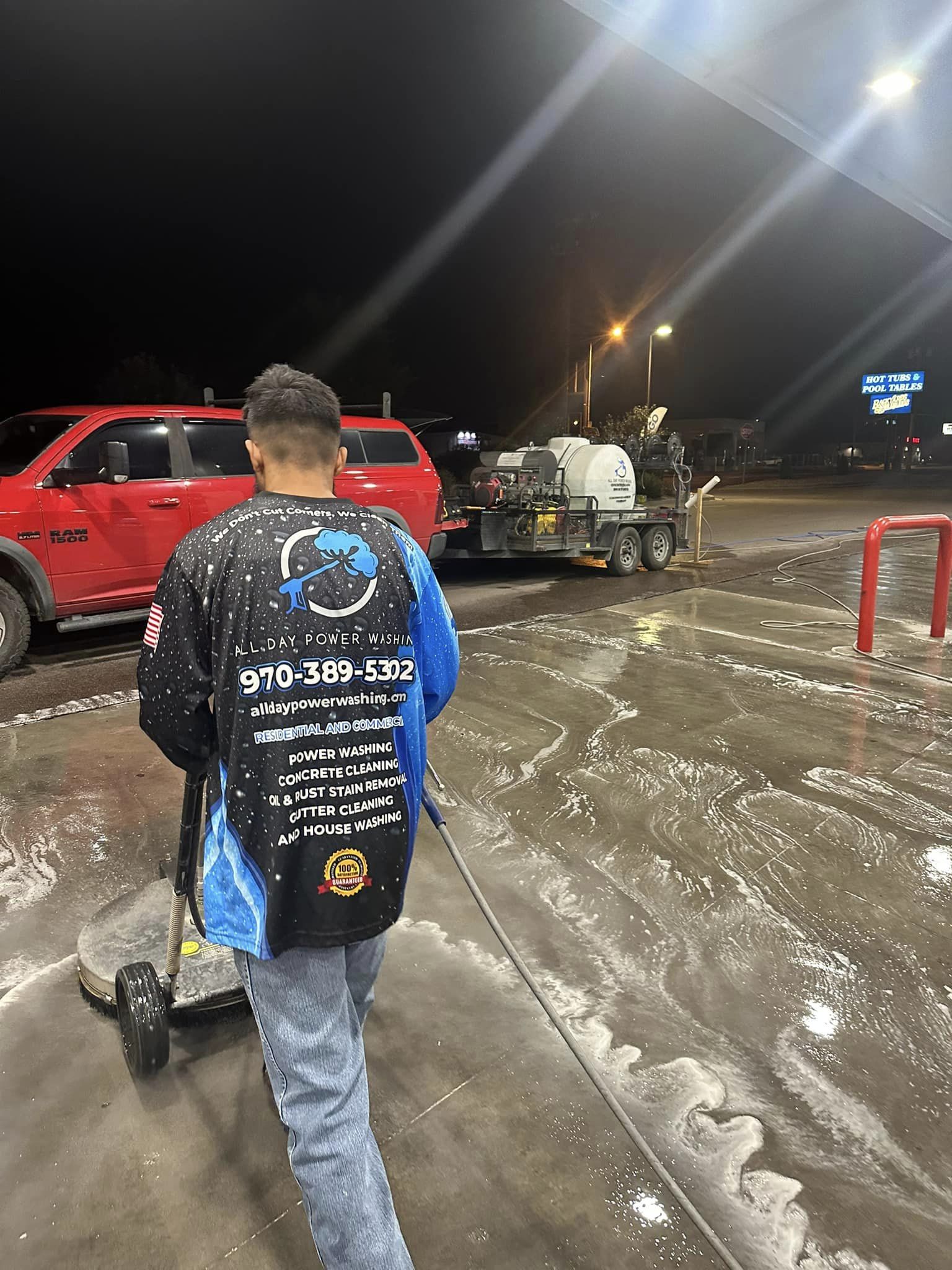 Gas Station Lot Surface Clean