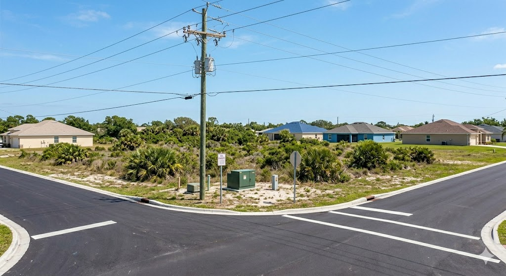 Palm Bay street view showing typical residential lots and single-family homes