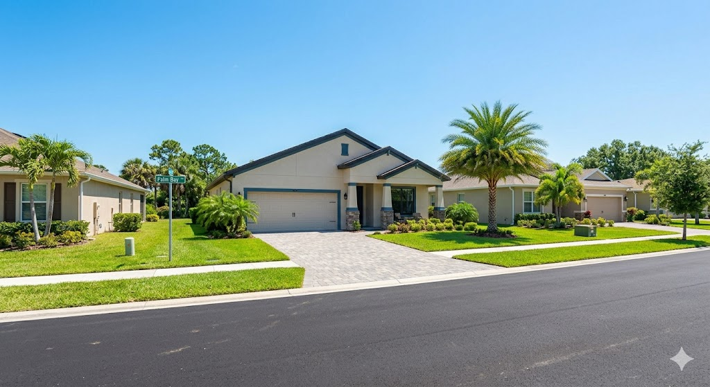 A 2,000 sq ft home on a $41,000 lot in Palm Bay can be completed for approximately $363,000 — well below comparable markets