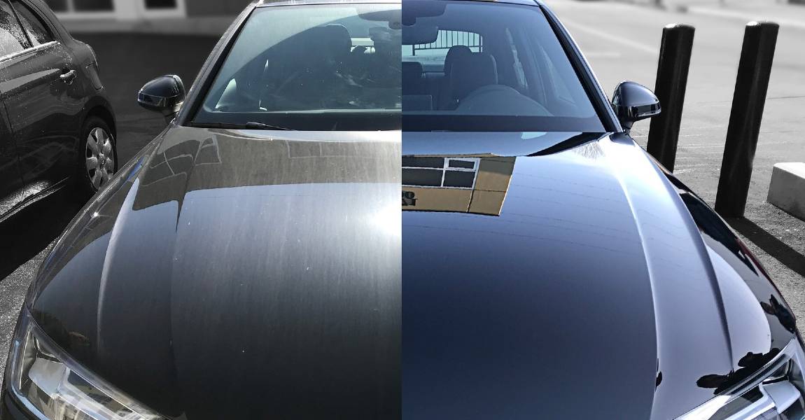 Before and after ceramic coating swirl removal