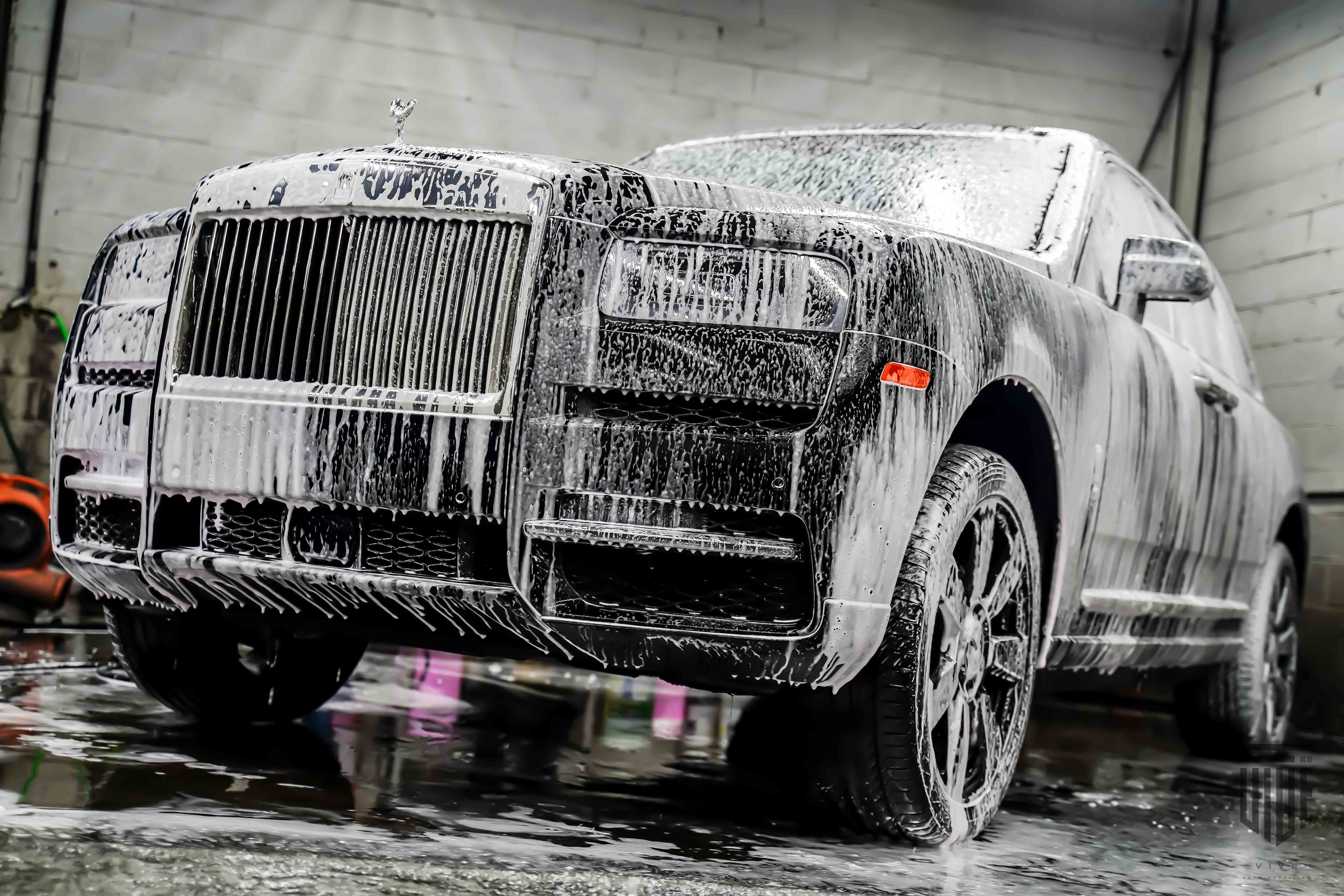 Rolls Royce being foam washed at SSF Detail