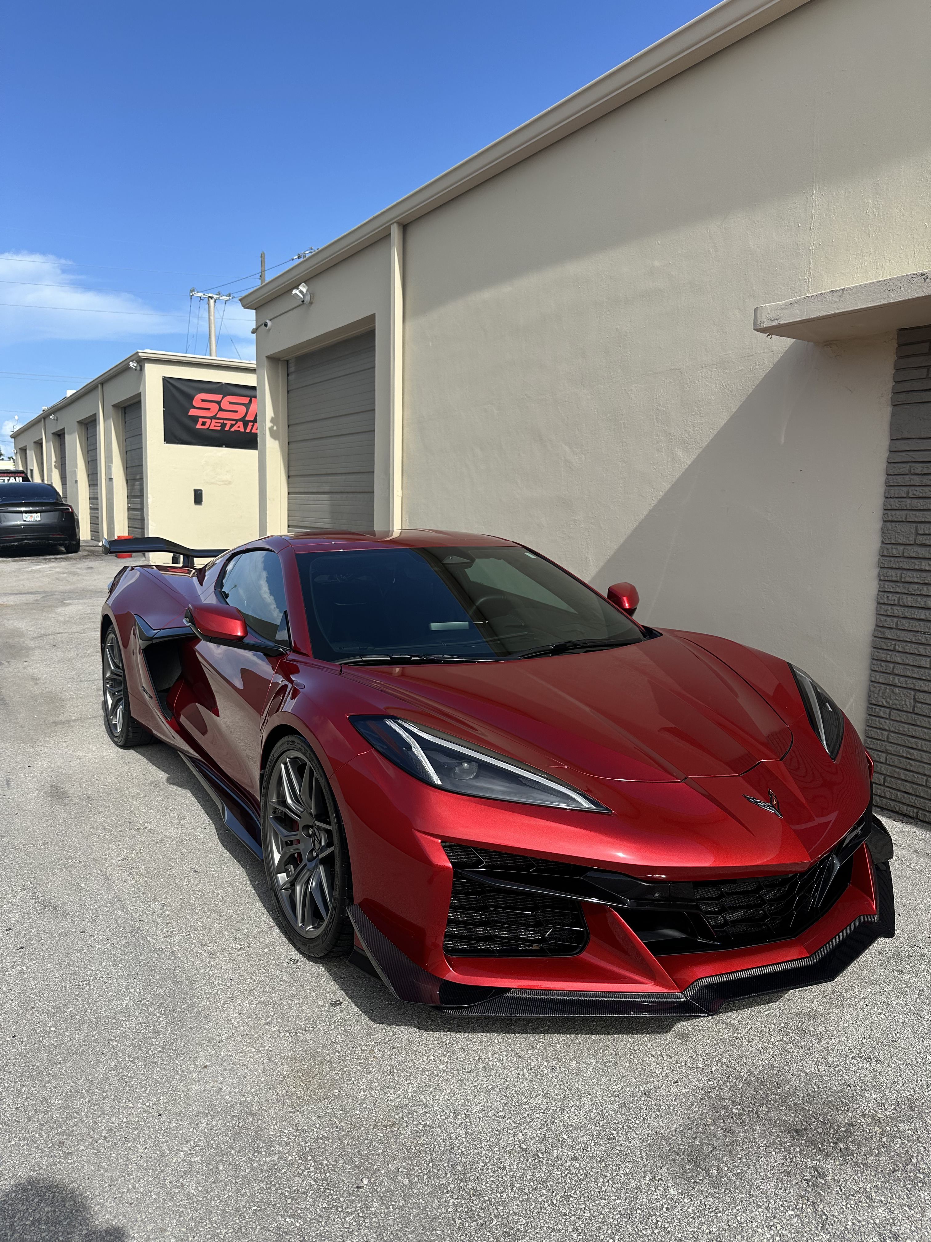 Inside the SSF Detail studio in Boca Raton, FL — luxury car detailing and ceramic coating facility