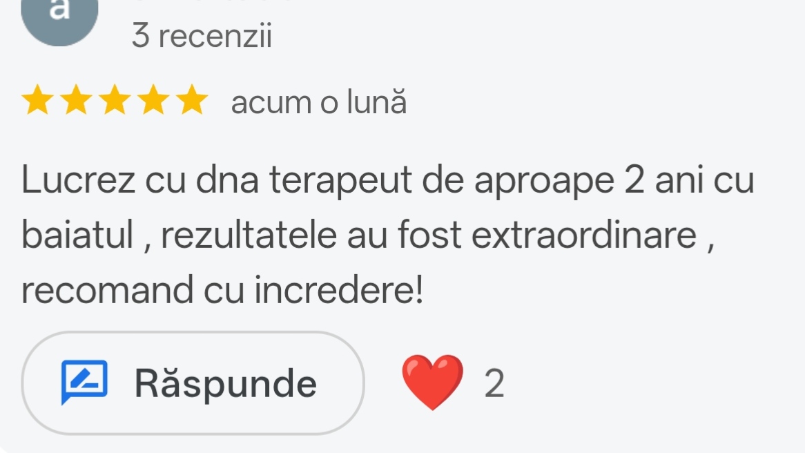 Recenzie client 7 - evaluare 5 stele pentru cabinet psihologie Afectis București - consiliere psihologică de calitate