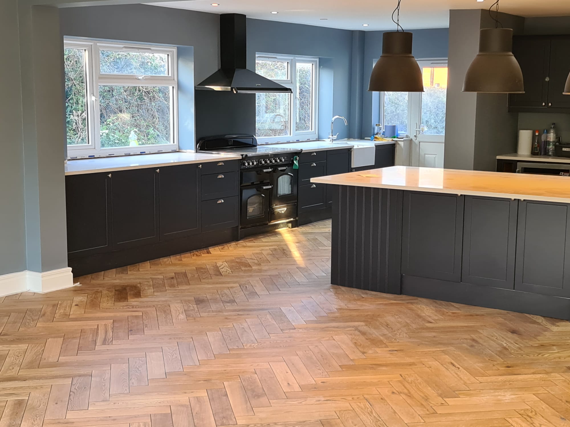 Richmond Kitchen — Island & Industrial Pendants