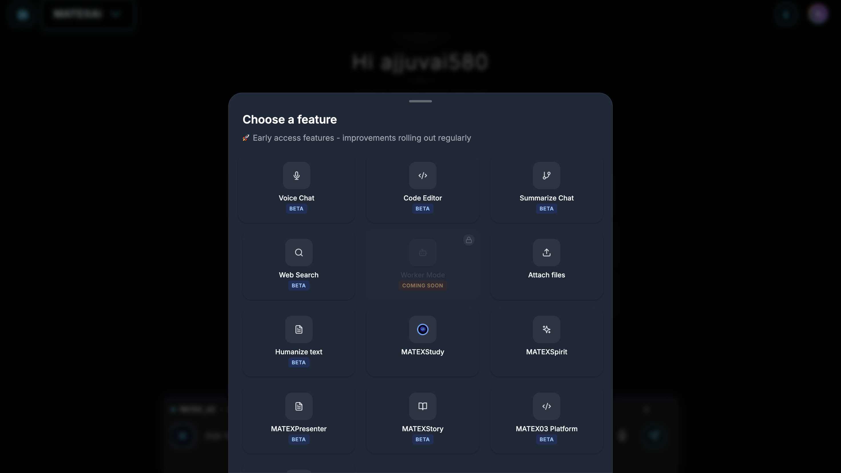 MATEX features interface