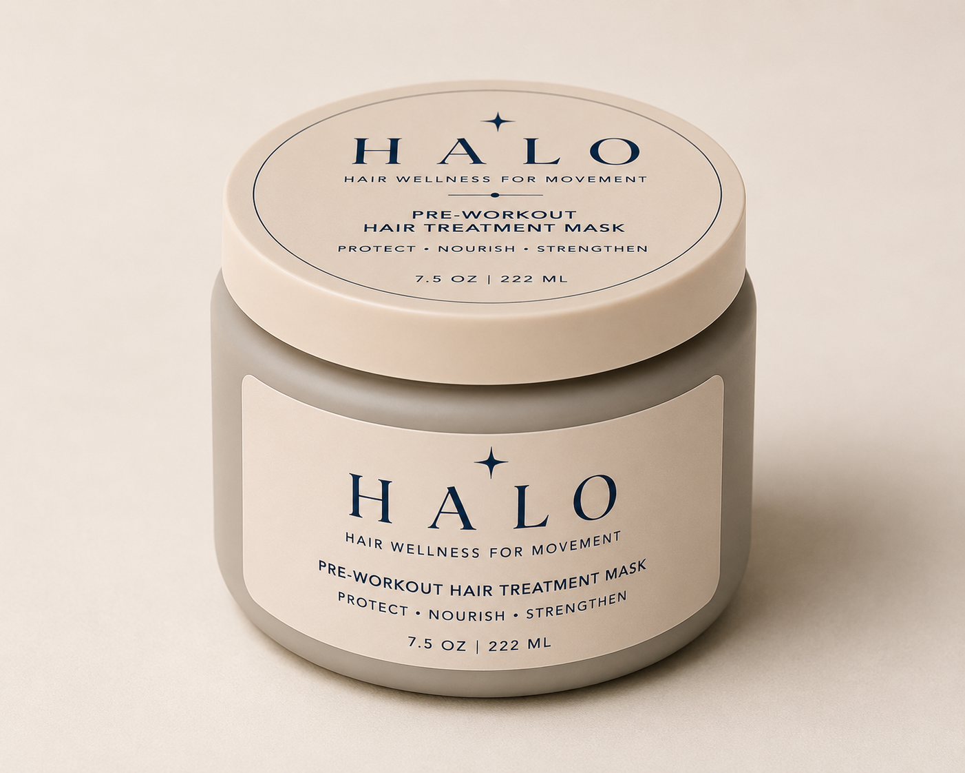 HALO matte ceramic jar — Pre-Workout Hair Treatment Mask