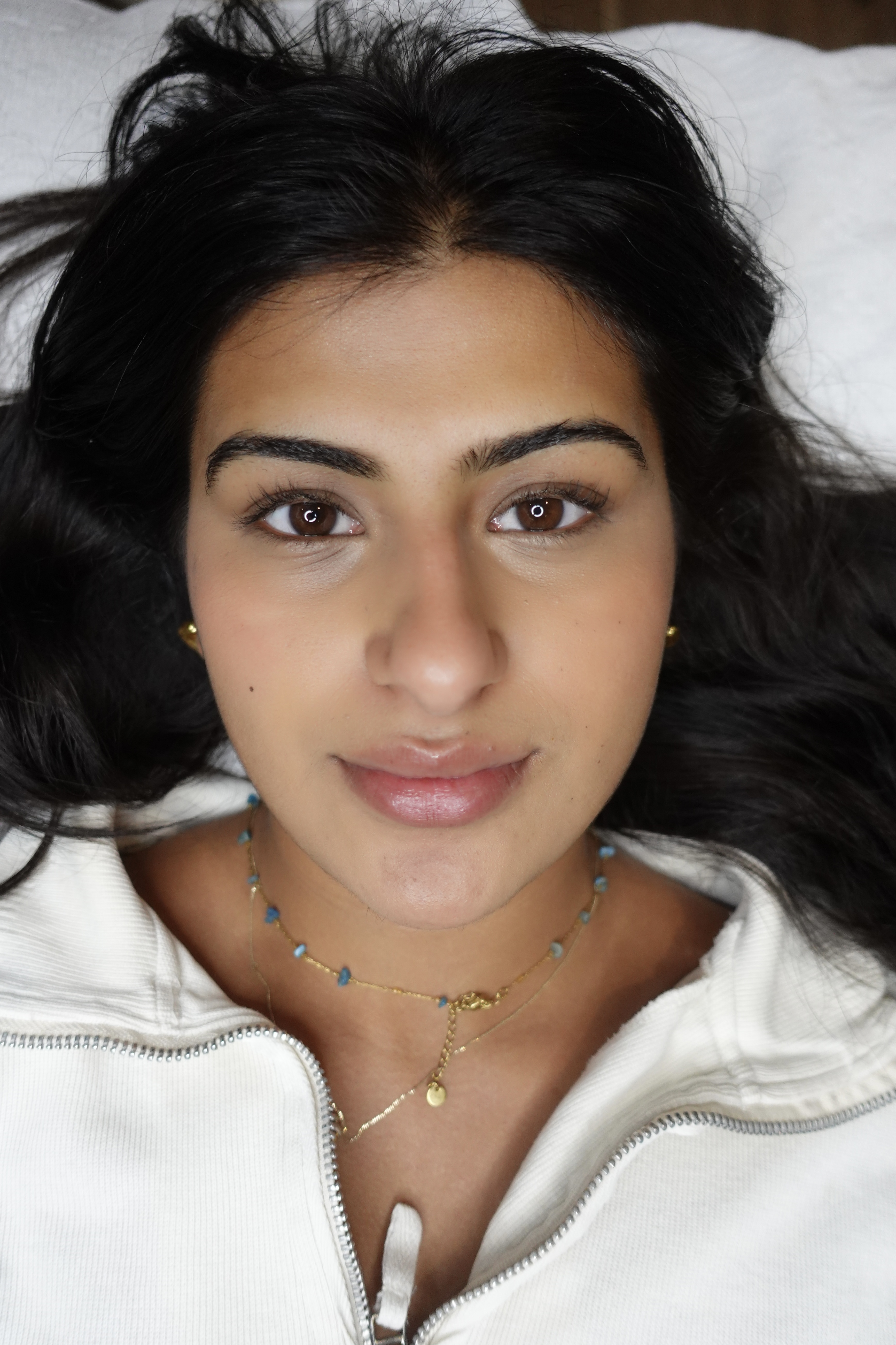 Korean lash lift before: natural straight lashes on a client at Georgina Sookias Fulham SW6