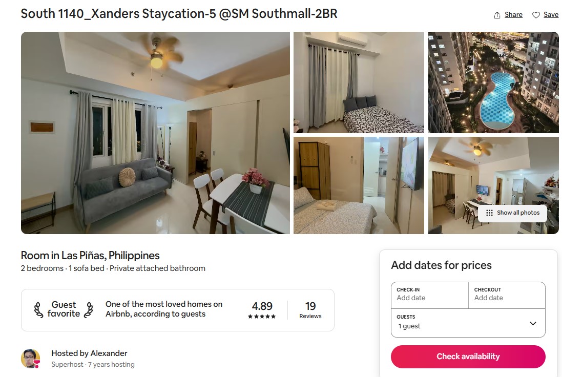 South 1140 (2BR) — Xanders Staycation 5 at SM Southmall