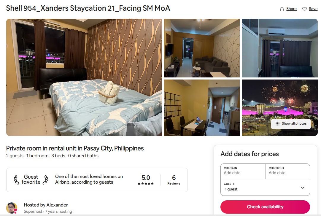 Shell 954 — Xanders Staycation 21 facing SM MoA