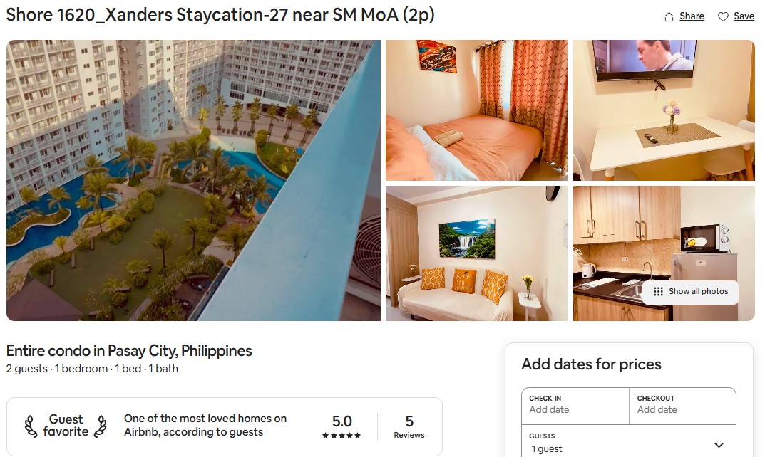 Shore 1620 — Xanders Staycation 27 near SM MoA