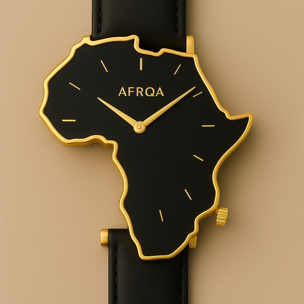 The Africa Timepiece — Africa-shaped black & gold watch