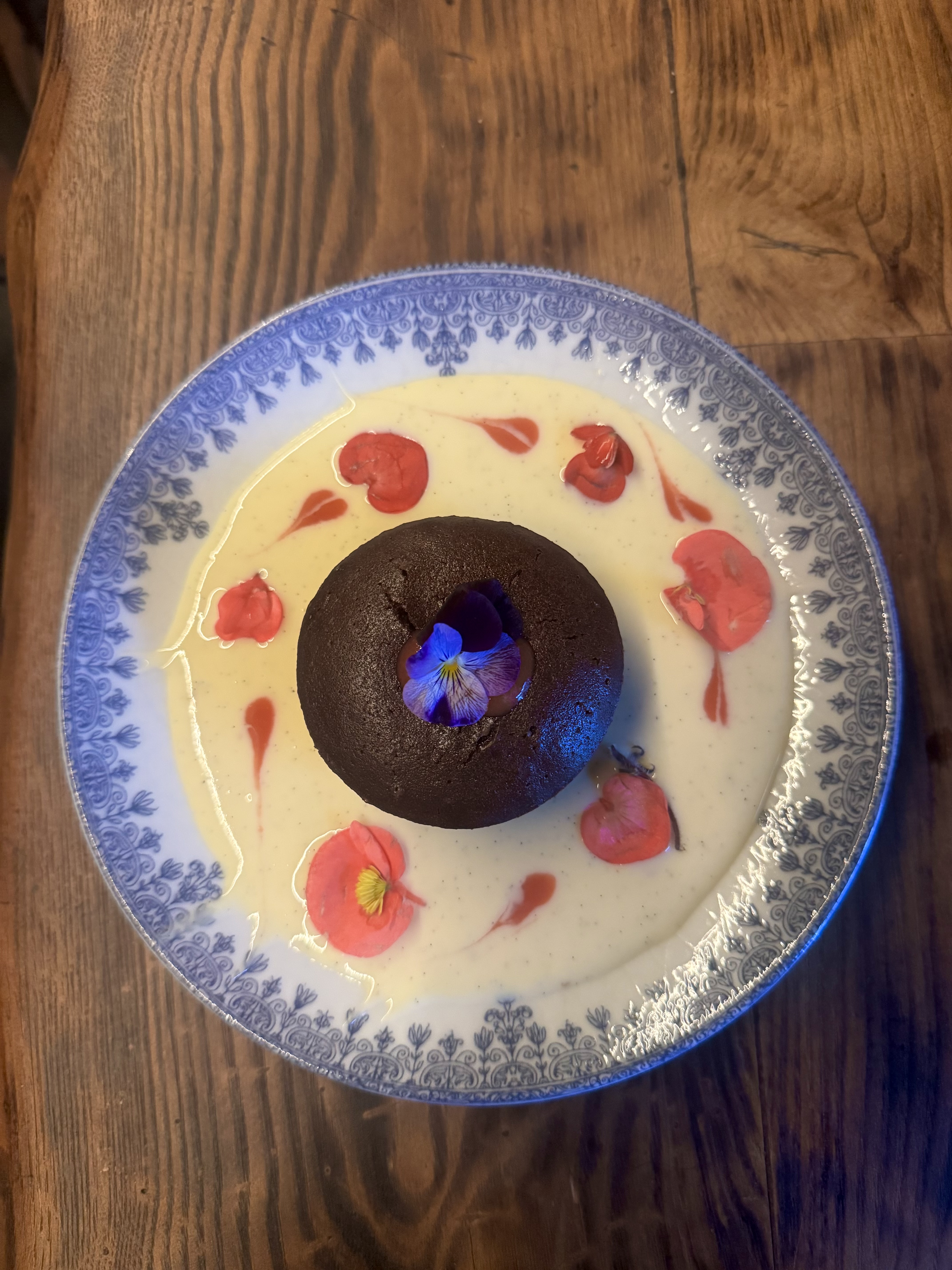 Mi-cuit au chocolat, crème anglaise