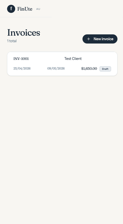FinUte Invoice List
