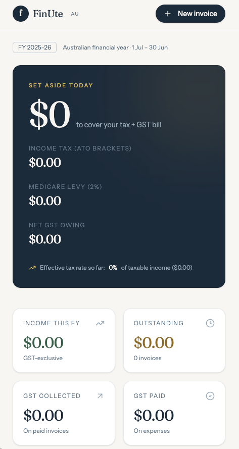 FinUte Dashboard — Set Aside Today