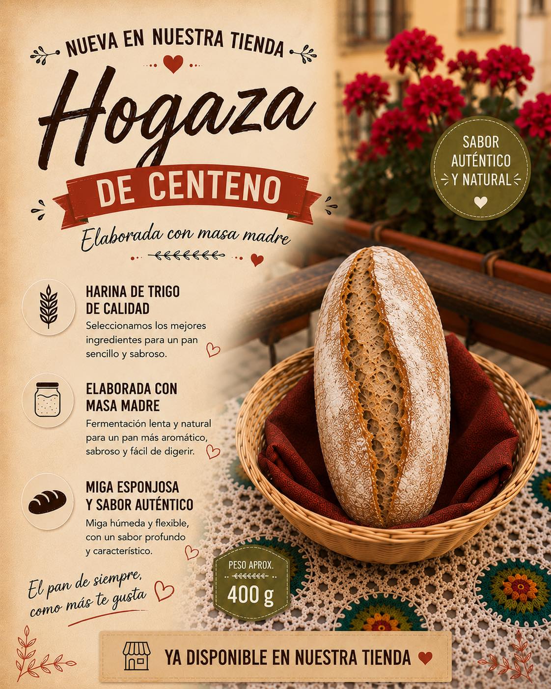 Hogaza de centeno con masa madre