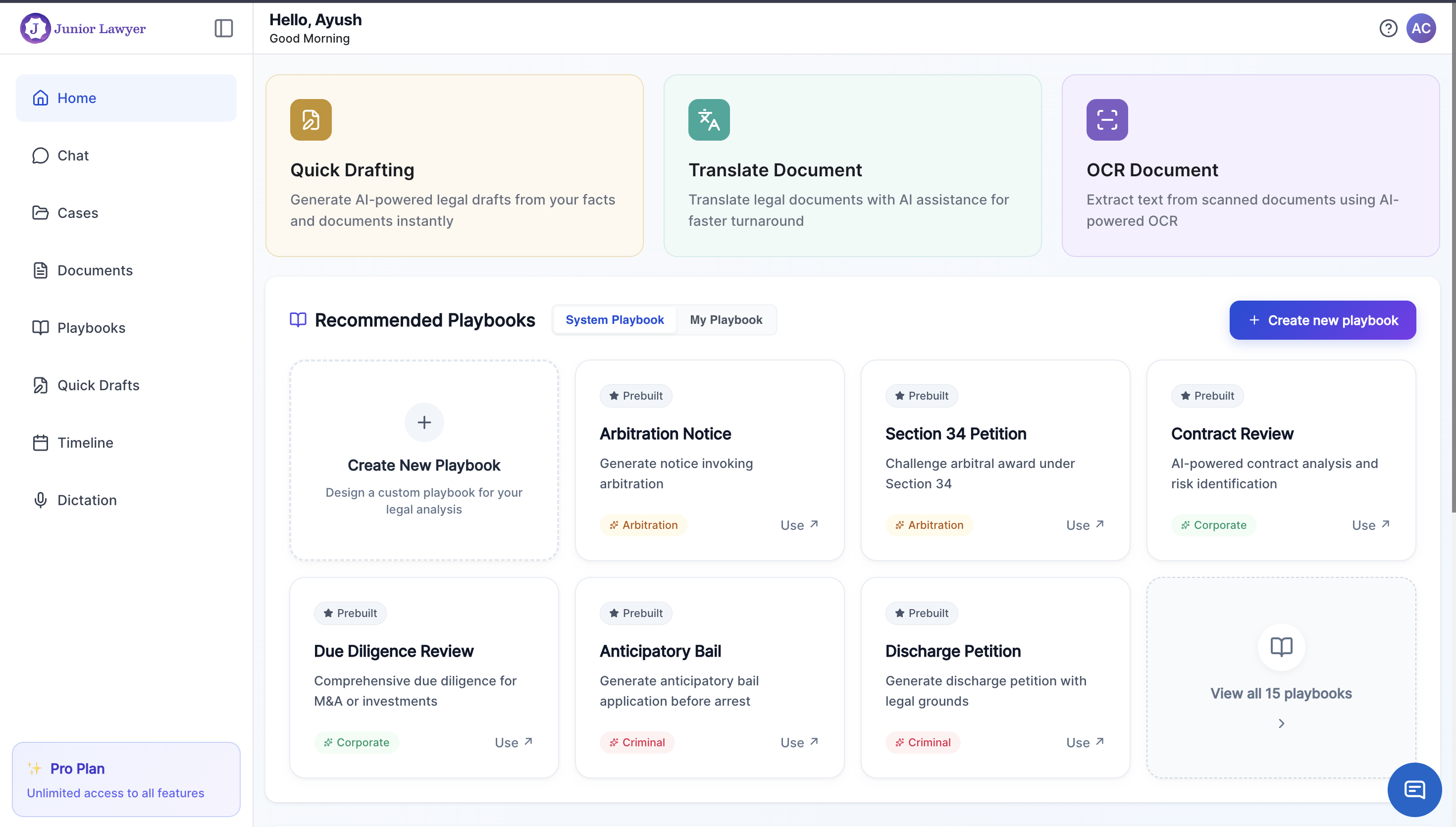 Junior Lawyer Dashboard