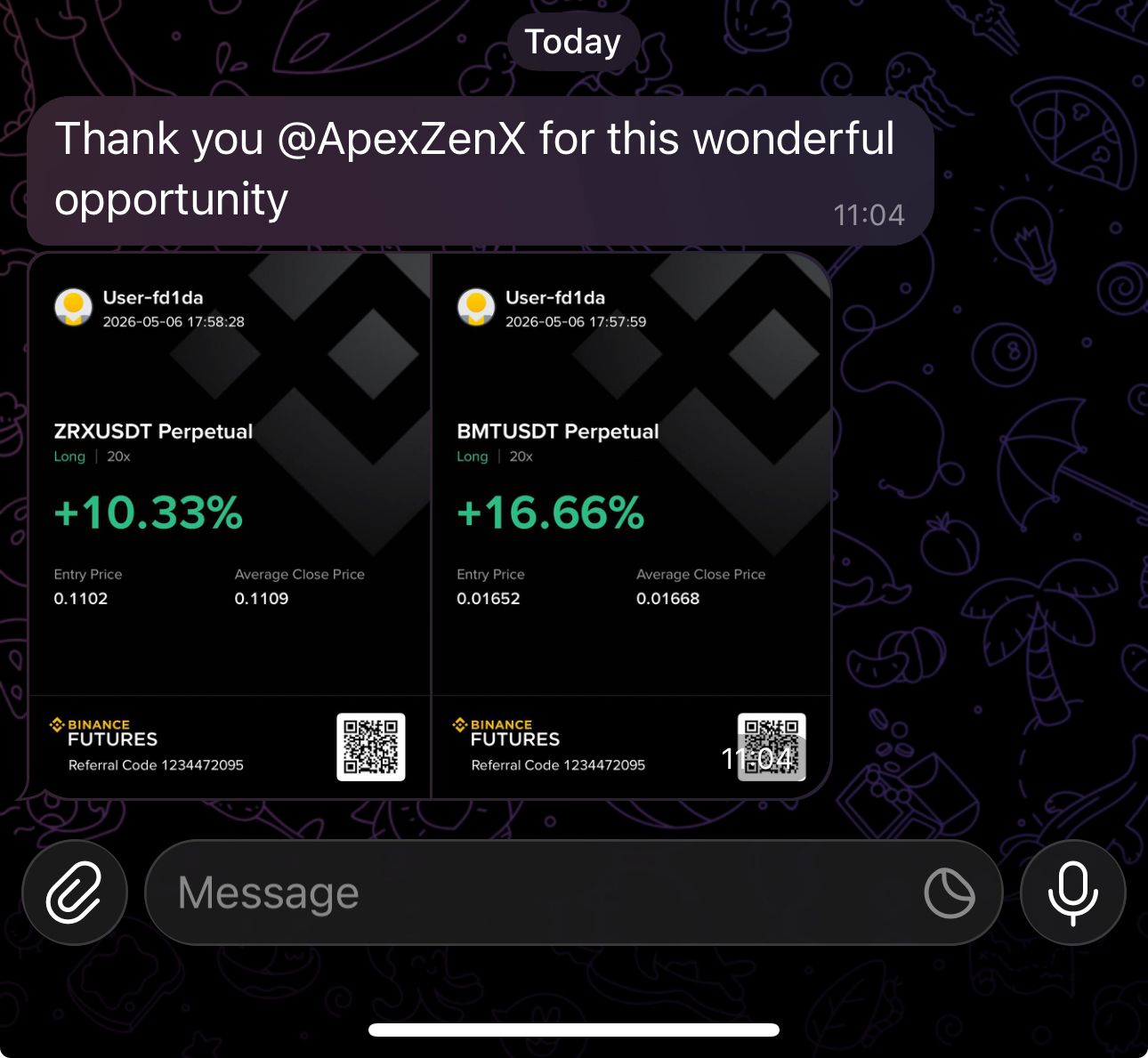 Thank you @ApexZenX for this wonderful opportunity. ZRX +10.33% / BMT +16.66%