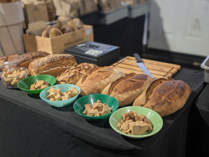 Sourdough loaves with samples