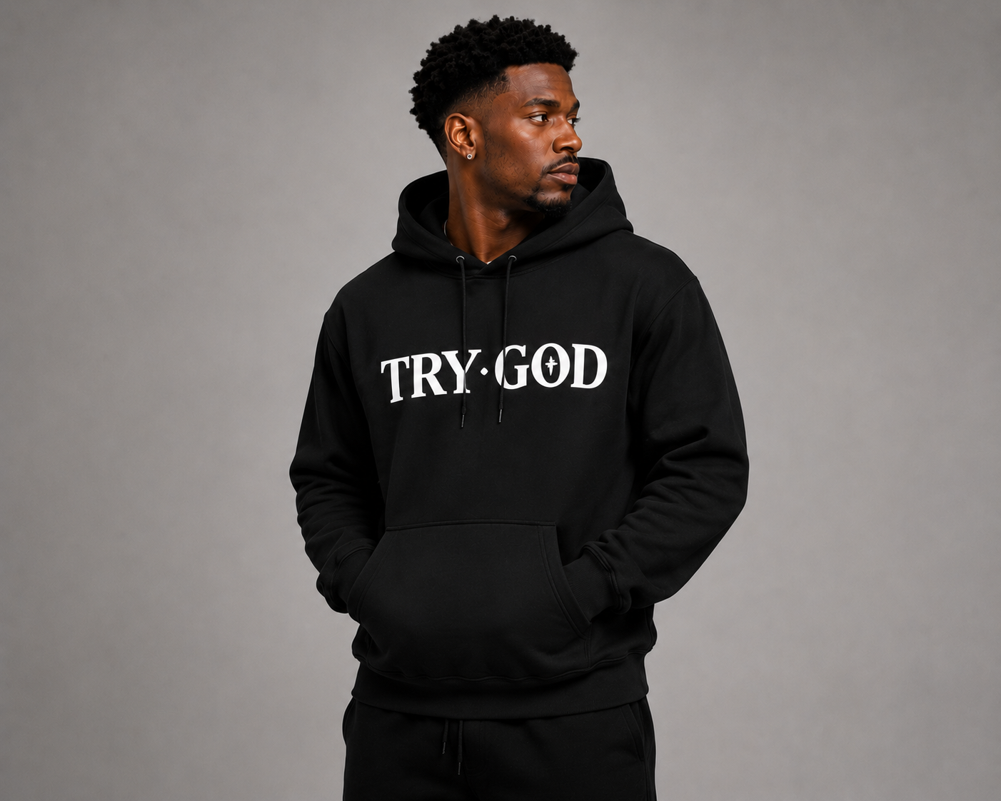 TRY GOD Signature Hoodie — Black