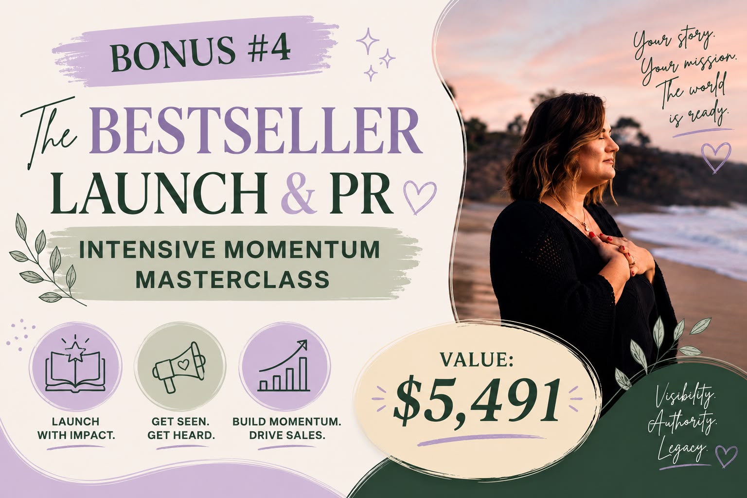 Bonus #4 — The Bestseller Launch & PR Intensive Momentum Masterclass, $5,491 value