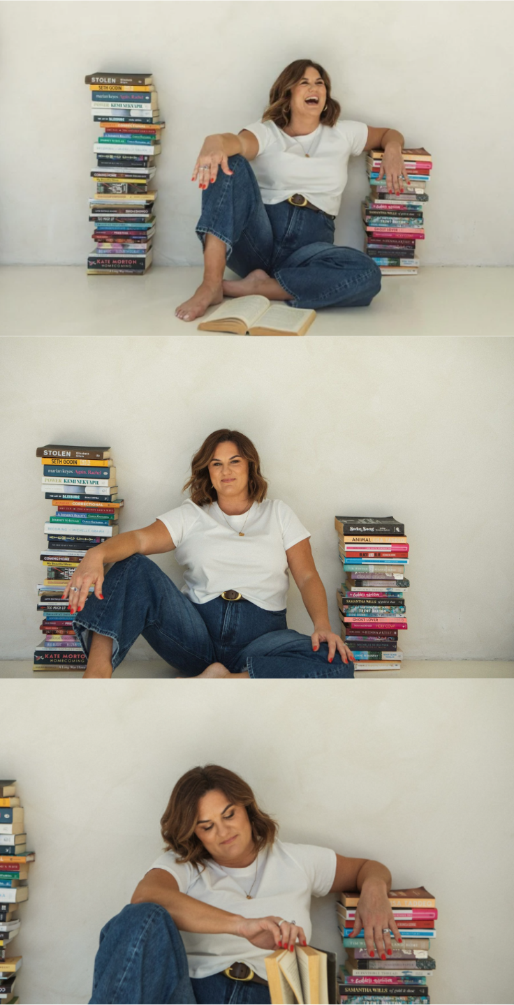 Vanessa Barrington surrounded by books