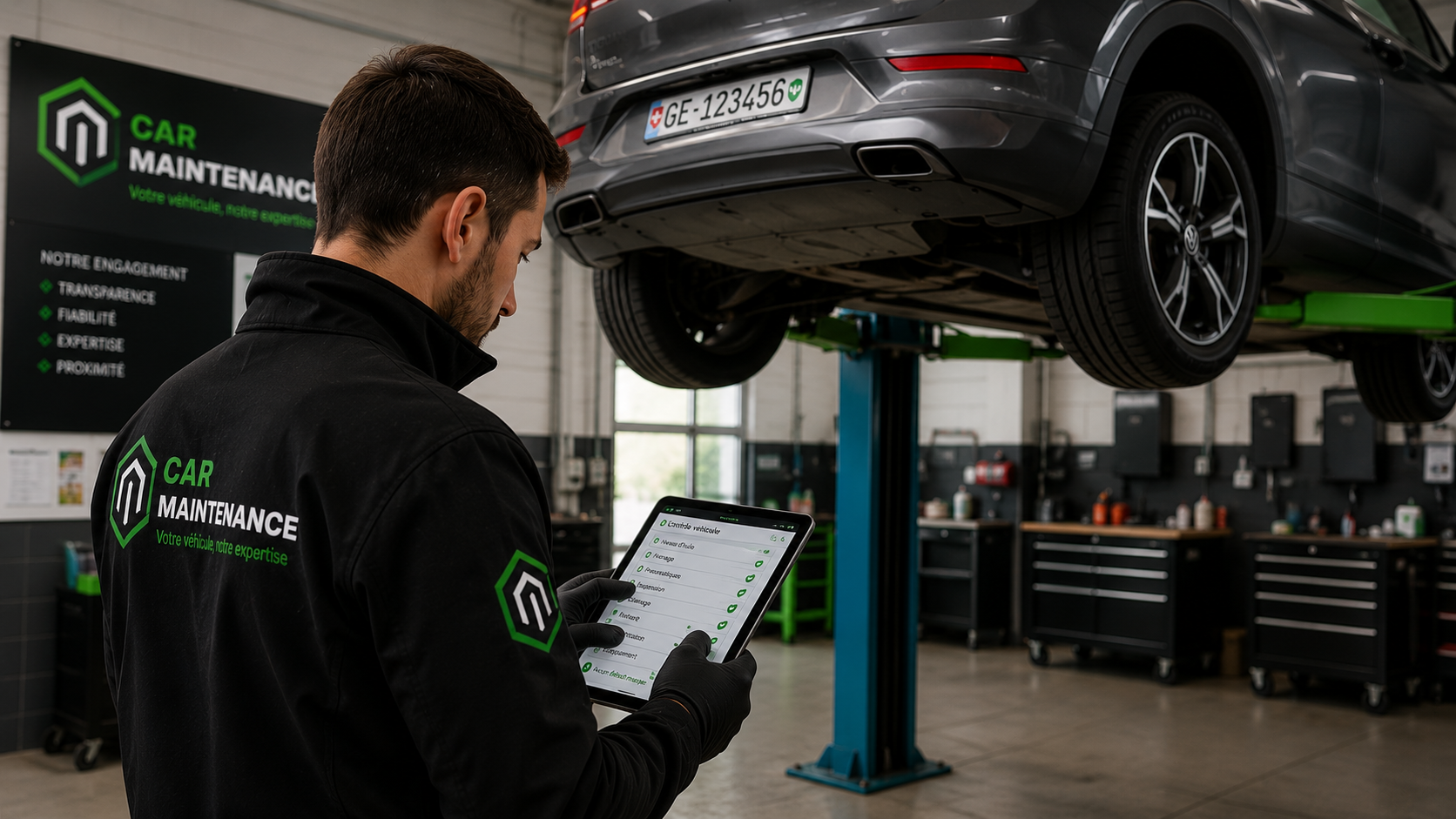 Réalisation des travaux par un technicien CarMaintenance après validation