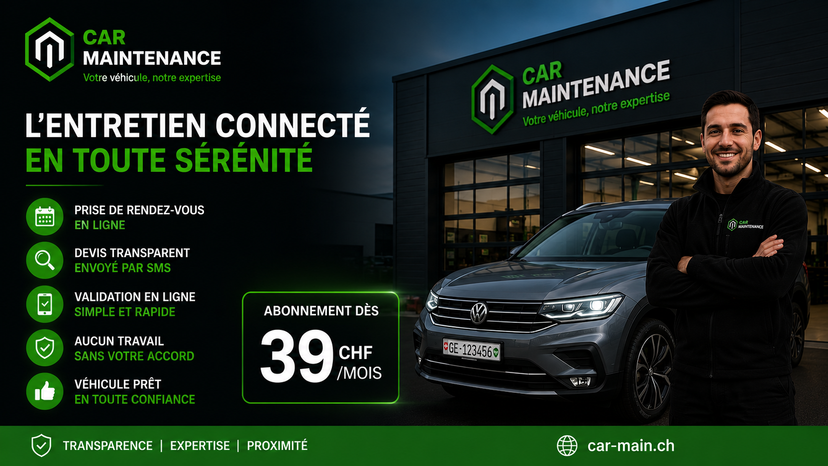 Abonnement CarMaintenance dès 39 CHF par mois — entretien connecté